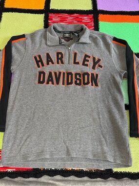 Harley Davidson Motorcycle quarter zip heavy cotton gray size Mens Medium